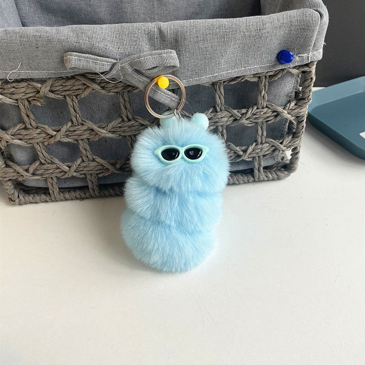 Wholesale of New Cute Fruit Colored Cartoon Plush Caterpillar Keychains